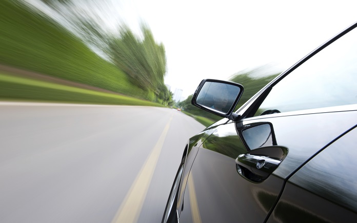 driving along country road